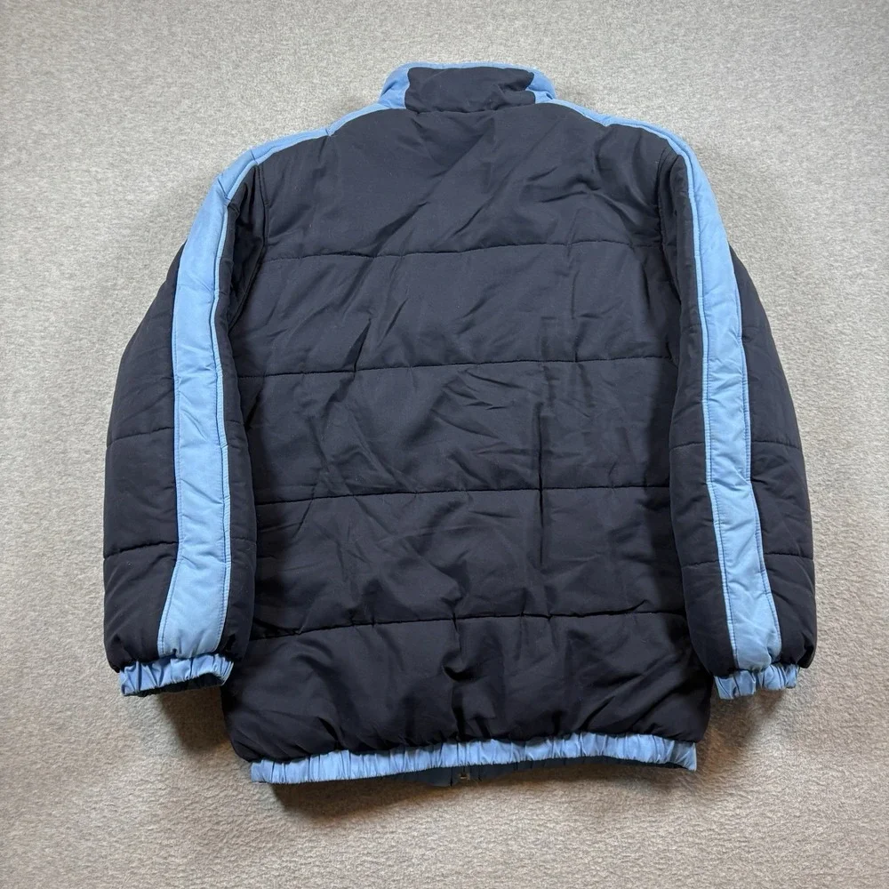 Vintage Jordan Puffer Jacket Men's M Navy Powder Blue Fleece Lined Spellout